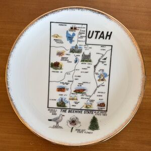 Utah Souvenir Plate with Gold Rim